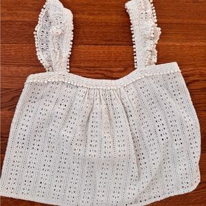 Sezane White Lace Blouse